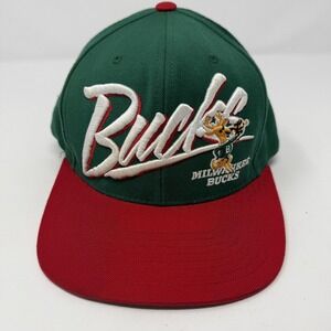 Milwaukee Bucks Hat Cap Snap Back Green Red NBA Basketball Script Retro